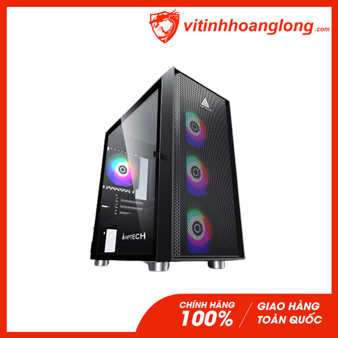  Vỏ Case máy tính Vsp KA30 Màu đen Mặt Trước Lưới, Nắp Hông Kính Cường Lực 