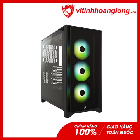  Vỏ Case máy tính Corsair iCUE 4000X RGB TG Black (CC-9011204-WW) tặng kèm 3 fan 