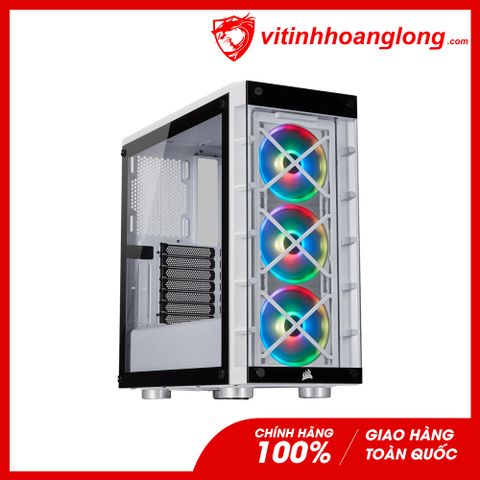  Vỏ Case máy tính Corsair kính cường lực 465X TG RGB White (CC-9011189-WW) tặng kèm 3 fan 