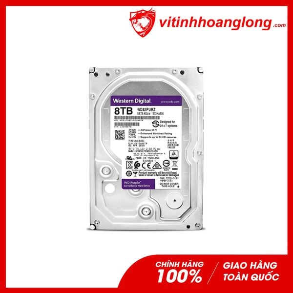 Ổ cứng HDD WD Western Digital 8TB Purple Công Ty (WD82PURZ | WD82PURX)