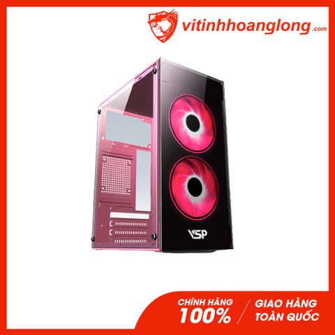  Vỏ Case máy tính Vsp V212 Gaming Mini màu hồng(hai mặt kính cường lực) 