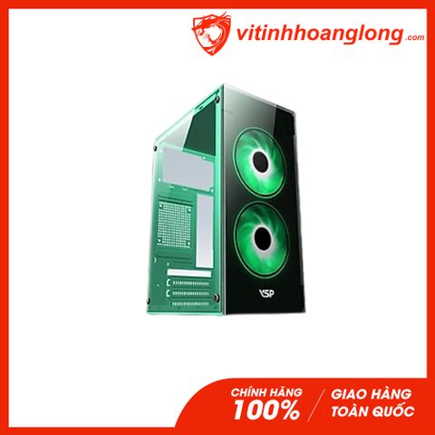  Vỏ Case máy tính Vsp V212 Gaming Mini màu xanh(hai mặt kính cường lực) 