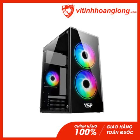  Vỏ Case máy tính Vsp V212 Gaming Mini màu đen(hai mặt kính cường lực) 