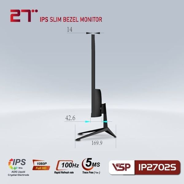  Màn hình VSP IP2702S - Đen | 27 inch Full HD IPS 100Hz 5ms phẳng 