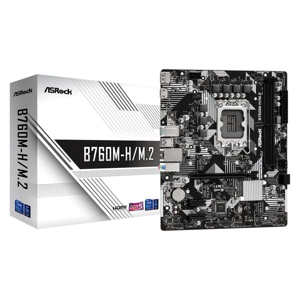  Mainboard ASRock B760M-H/M.2 | Intel B760, Socket 1700, Micro ATX, 2 khe DDR5 