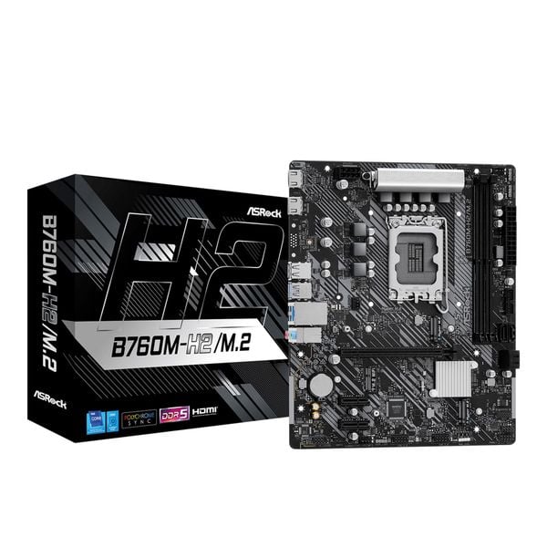  Mainboard ASRock B760M-H2/M.2 | Intel B760, Socket 1700, Micro ATX, 2 khe DDR5 