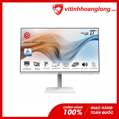  Màn hình máy tính MSI 27 inch MD271QPW Modern 2K QHD ( IPS/ 75Hz/ 5ms/ 250nits/ HDMI+DP+USBC/ Loa/ Trắng) 