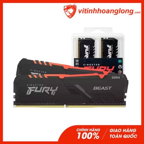  Ram PC DDR4 Kingston 32G Bus 3200 Hyperx Fury Beast RGB Kit (2x16G) (KF432C16BB1AK2/32) Tản Nhiệt 