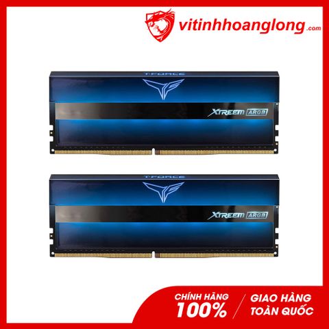  Ram PC DDR4 TeamGroup 64G Bus 3600 T-Force Xtreem Blue ARGB (2x32GB) Tản Nhiệt (TF10D464G3600HC18JDC01) 
