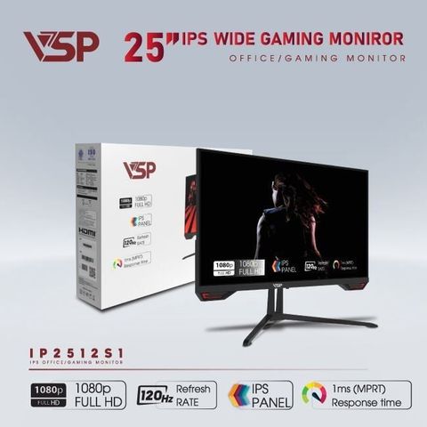  Màn hình VSP IP2512S1 | 24.5 inch Full HD IPS 120Hz 1ms phẳng đen 