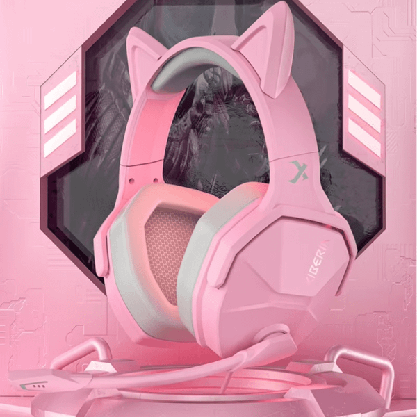  Tai Nghe Xiberia V13U pink cat ear gaming headset wired 7.1 e-sports 