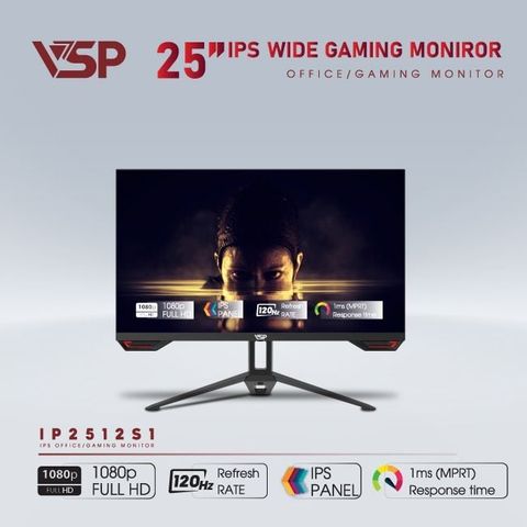  Màn hình VSP IP2512S1 | 24.5 inch Full HD IPS 120Hz 1ms phẳng đen 
