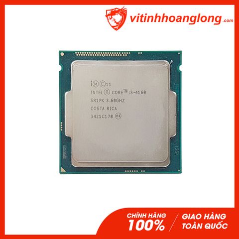 CPU Intel Core i3 4160 ( 3.6GHz, 2 Nhân 4 Luồng, Cache 3MB, Socket LGA 1150 )TRAY chưa gồm Fan 