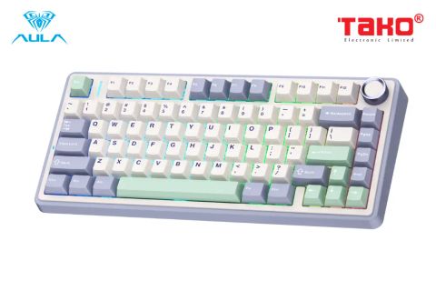  BÀN PHÍM CƠ GAMING 3 MODE AULA F75 (Phiên bản Tím nhạt + Be + Xanh lá/ Grey Wood V3 Switch) 