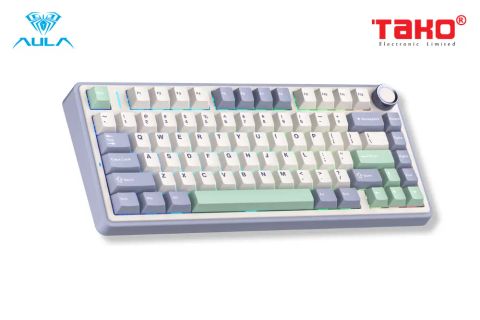  BÀN PHÍM CƠ GAMING 3 MODE AULA F75 (Phiên bản Tím nhạt + Be + Xanh lá/ Grey Wood V3 Switch) 