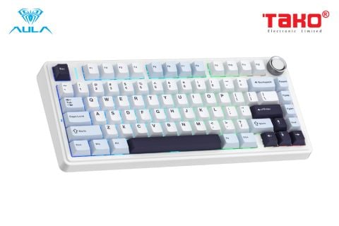  BÀN PHÍM CƠ GAMING 3 MODE AULA F75 (Phiên bản Ice Blue/Xanh nhạt+trắng+xanh đậm/ Ice Vein switch) 