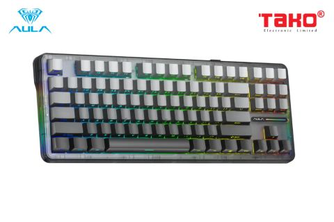  BÀN PHÍM CƠ GAMING 3 MODE AULA F87 PRO (Phiên bản Black gradient/ Grey wood V4 switch) 