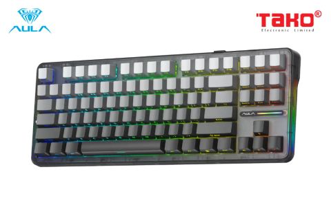  BÀN PHÍM CƠ GAMING 3 MODE AULA F87 PRO (Phiên bản Black gradient/ Grey wood V4 switch) 