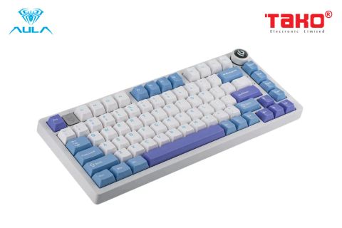  BÀN PHÍM CƠ GAMING CÓ DÂY LEOBOG Hi75 (Phiên bản xanh dương + trắng + tím/Grey wood V3 switch) 