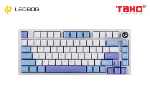  BÀN PHÍM CƠ GAMING CÓ DÂY LEOBOG Hi75 (Phiên bản xanh dương + trắng + tím/Grey wood V3 switch) 