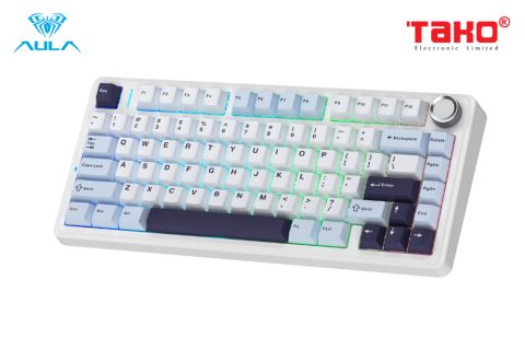  BÀN PHÍM CƠ GAMING 3 MODE AULA F75 (Phiên bản Ice Blue/Xanh nhạt+trắng+xanh đậm/ Reaper switch) 