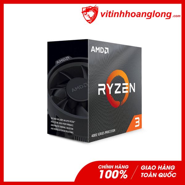 CPU AMD Ryzen 3 4100 BOX (3.8GHz up to 4.0GHz, 4 Nhân 8 Luồng, Cache 6MB, Socket AM4, 65W ) + Wraith Stealth Cooler