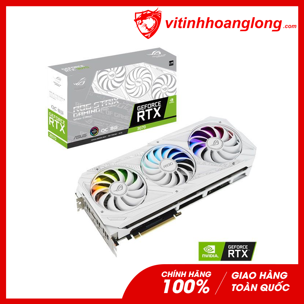 Card màn hình VGA Asus Geforce RTX 3070 Rog Strix OC Edition 8GB V2 GDDR6X White