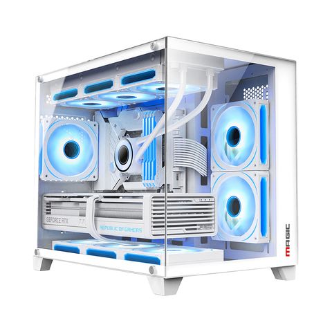  Thùng máy Case Magic Aqua-M Ultra Pro - Trắng/ Đen | Full Micro ATX, AIO 360 Top 