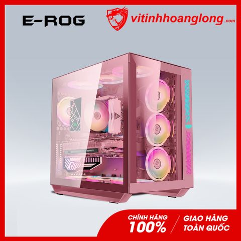  Vỏ Case máy tính Vsp Erog ES5 Pink Trong suốt, Có Sẵn panel LED ARGB 