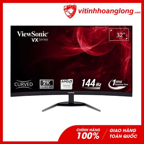 Màn hình máy tính ViewSonic 32 Inch Cong VX3268-2KPC-MHD, 2K QHD, Freesync, VA, 144Hz, 1ms