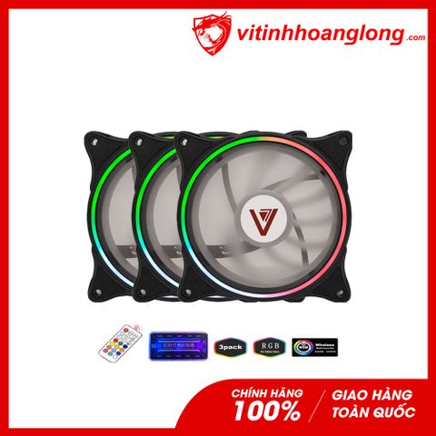  Fan case Vsp V206B RGB 12cm Pack 3 Fan (Hub + Remote) 