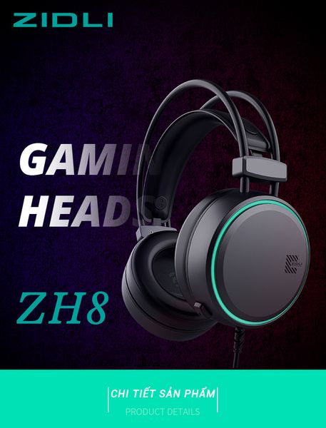  Tai nghe Gaming Zidli ZH8-10 Grey | USB, 7.1, no box, mic ngắn 