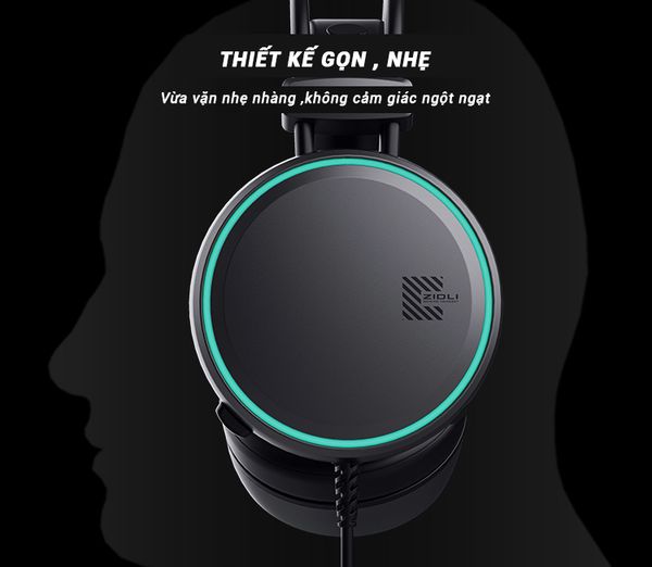  Tai nghe Gaming Zidli ZH8-10 Grey | USB, 7.1, no box, mic ngắn 