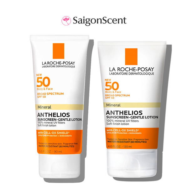 Kem chống nắng vật lý cho mặt và toàn thân La Roche-Posay Mineral Anthelios Sunscreen Gentle Lotion SPF 50 90mL & 120mL