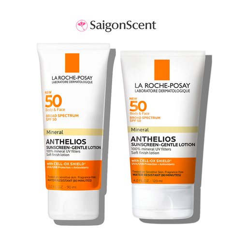 Kem chống nắng vật lý cho mặt và toàn thân La Roche-Posay Mineral Anthelios Sunscreen Gentle Lotion SPF 50 90mL & 120mL