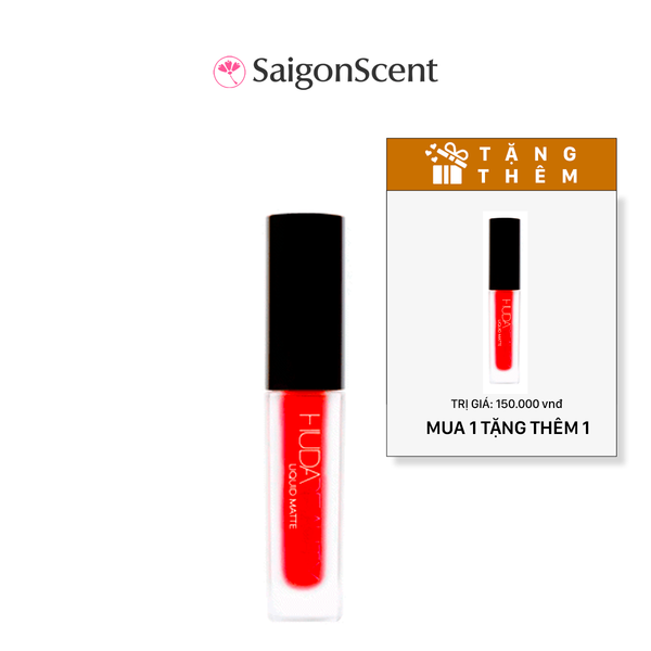 Son kem đỏ tươi Huda Beauty Liquid Matte Ultra-Comfort Transfer-proof Lipstick - Miss America 1.9mL