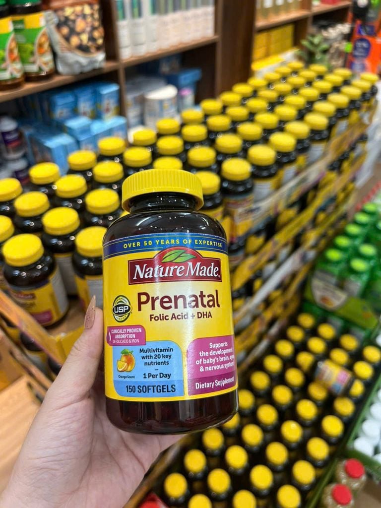 [Date 2026] Viên uống bổ sung vitamin cho bầu Nature Made Prenatal Folic Acid + DHA 150 Viên