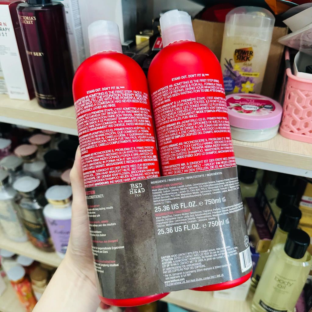 Bộ gội xả phục hồi tóc hư tổn BED HEAD Tigi Resurrection Shampoo & Conditioner | 750mL x 2