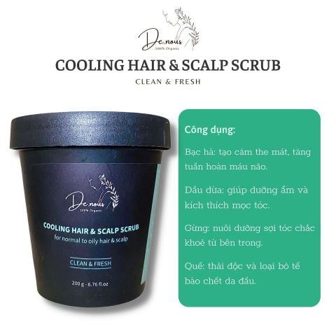 Tẩy tế bào chết da dầu De.Nous Cooling Hair & Scalp Scrub 200g