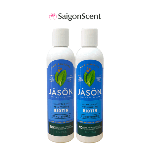 Bộ sản phẩm gội xả giảm gãy rụng Jason Extra Volumizing Biotin | 237mL x 2