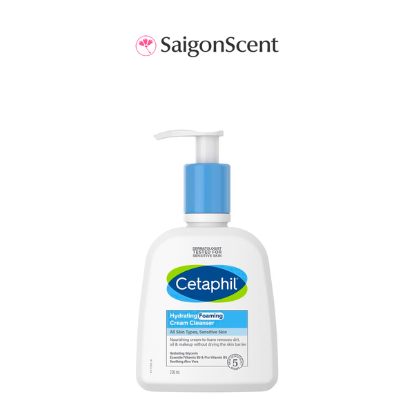 Sữa rửa mặt da khô nhạy cảm Cetaphil Hydrating Foaming Cream Cleanser 236mL