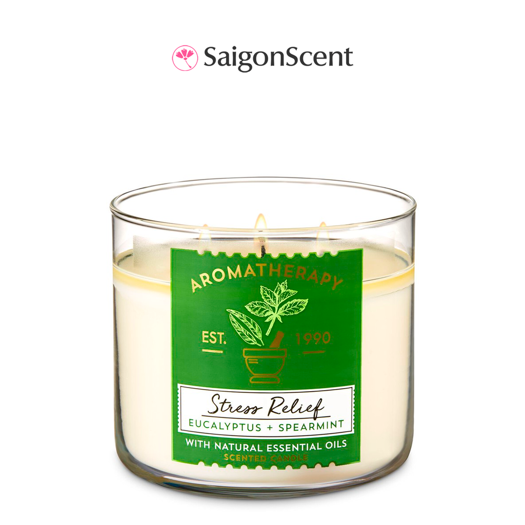 Nến thơm 3 bấc Bath & Body Works Stress Relief Eucalyptus + Spearmint