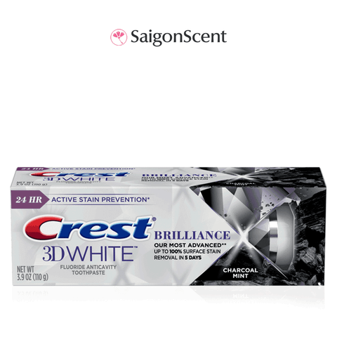 Kem đánh răng hỗ trợ răng trắng khỏe Crest 3D White BRILLIANCE Charcoal Mint 99g - 110g