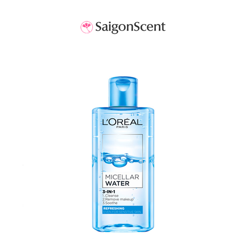 Nước tẩy trang cho da trang điểm L'Oreal Micellar Water 3-in-1 Refreshing For Sensitive Skin 95mL