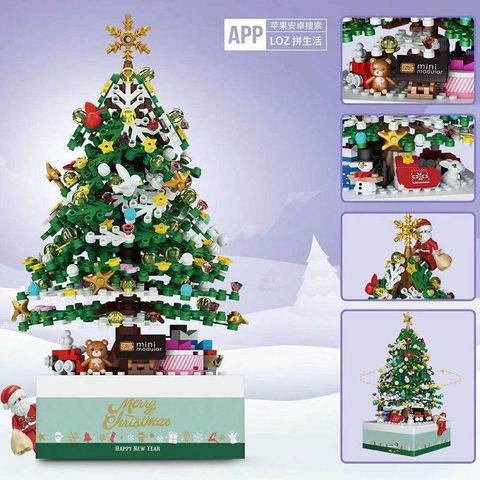 Đồ chơi lắp ráp hộp nhạc Giáng Sinh LOZ 1237 Christmas Tree Music Box 506 mảnh