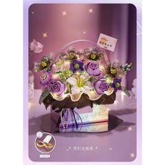 Đồ chơi lắp ráp chậu hoa trang trí LOZ Bouquet Gift Box Light Portable Building Blocks Magic Fingernail Glitter