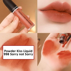 Son kem MAC Powder Kiss Liquid Lipcolour 998 Sorry Not Sorry | Có hộp