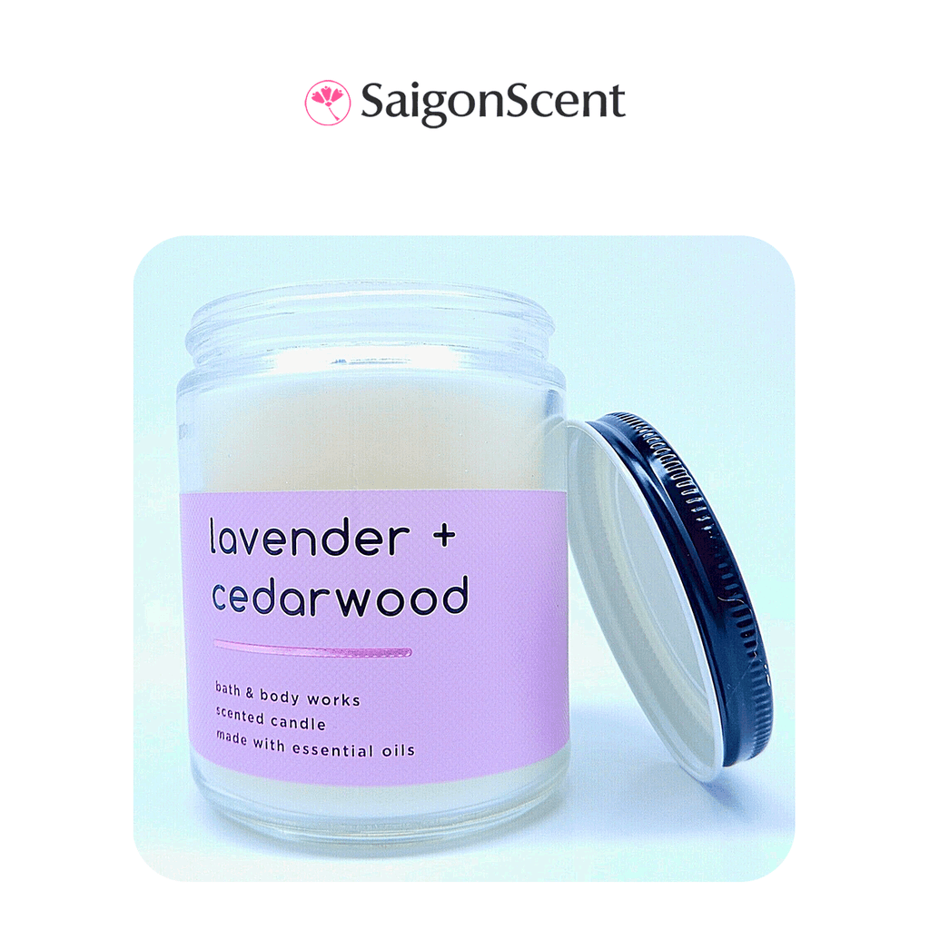 Nến thơm 1 bấc Bath & Body Works Lavender + Cedarwood 198gNến thơm 1