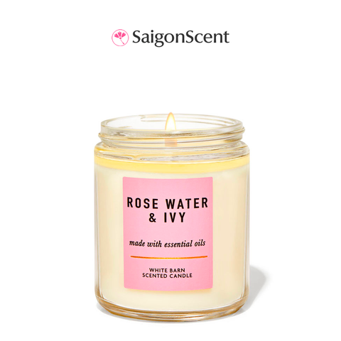 Nến thơm 1 bấc Bath & Body Works Rose Water Ivy 198g