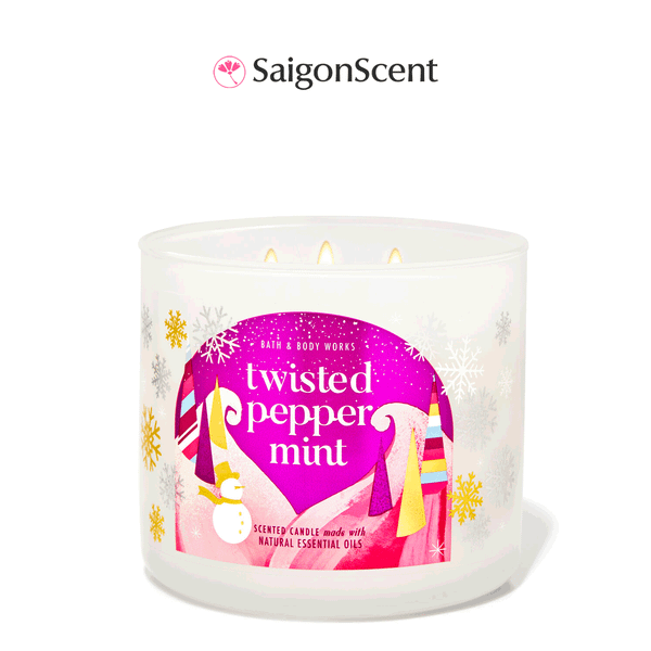 Nến thơm 3 bấc Bath & Body Works Twisted Peppermint 411g